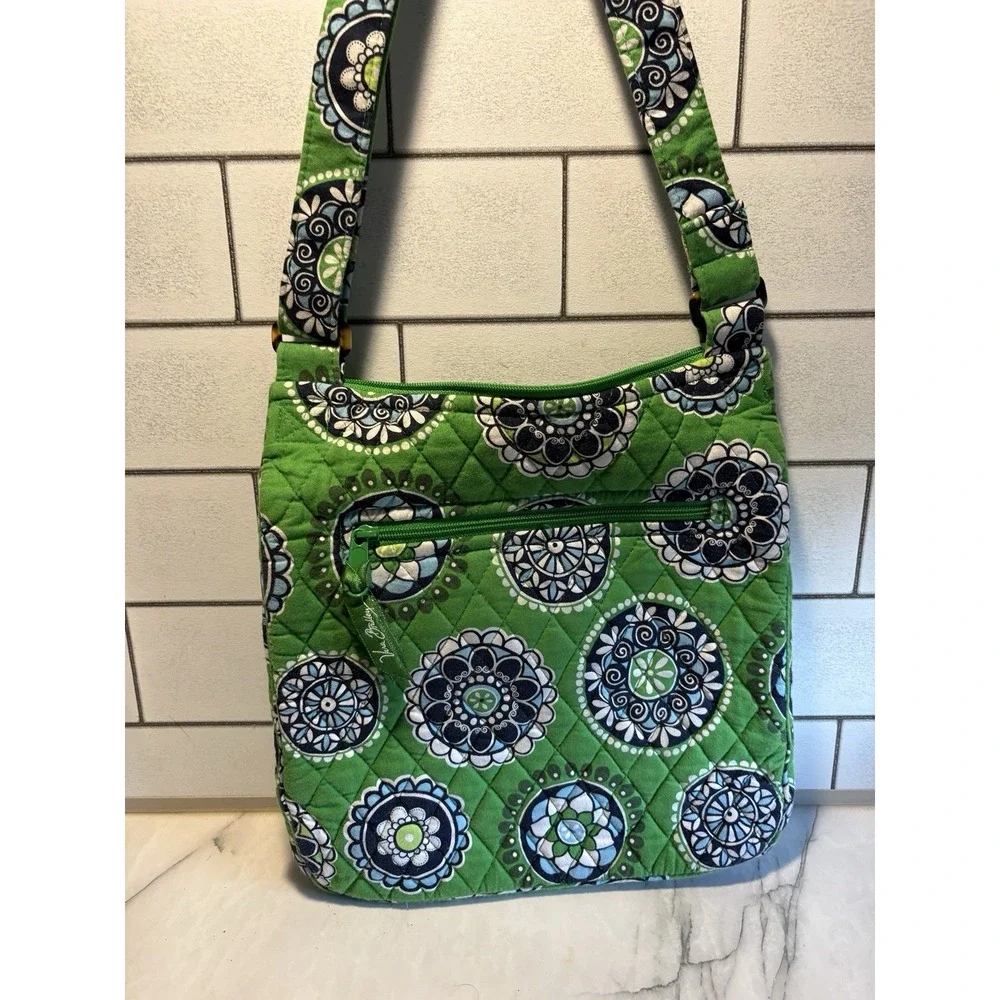 Vera Bradley Cupcakes Green Quilted Crossbody Bag Retired Floral Medallion